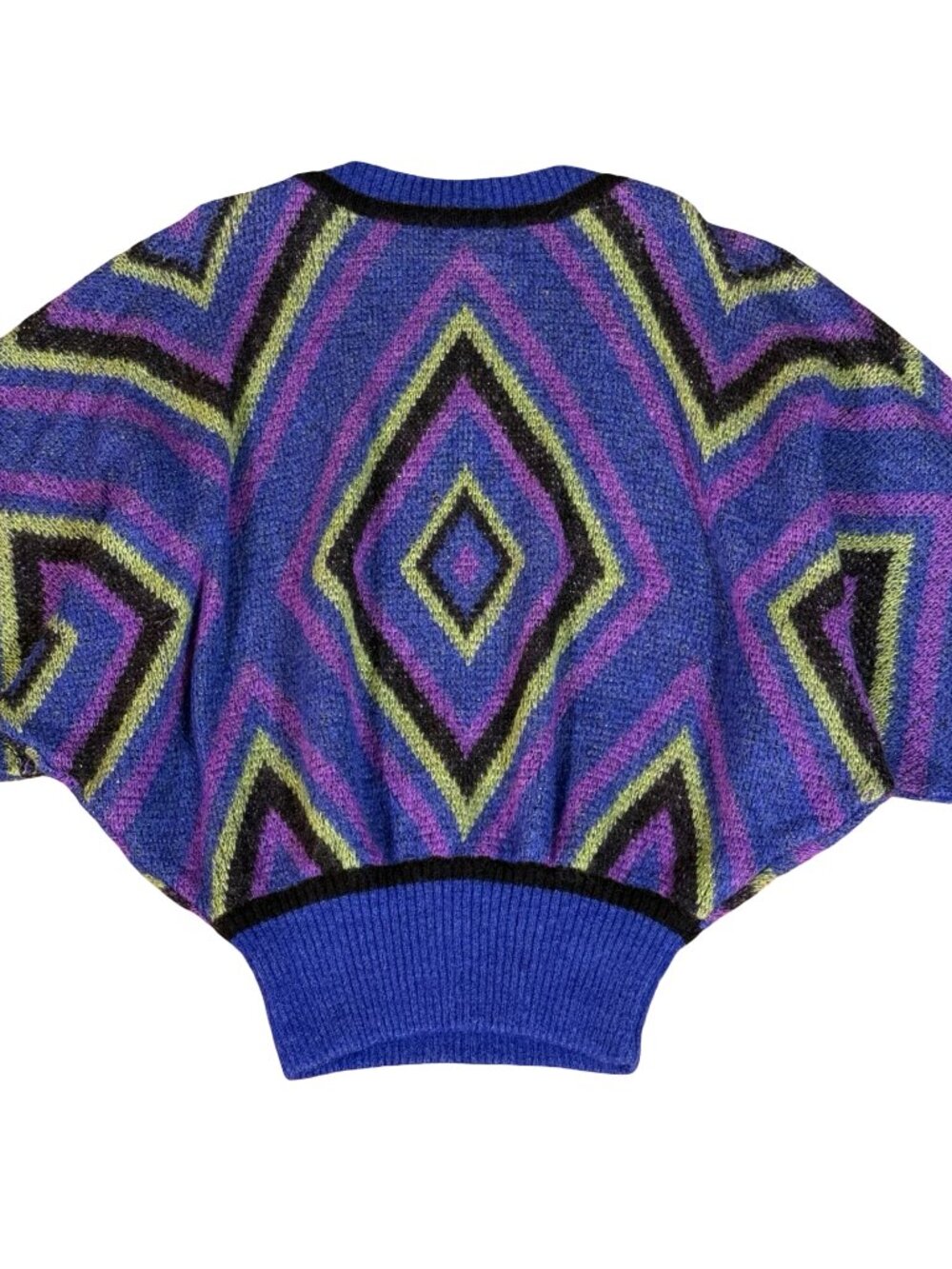 Vintage Women’s Purple Green Oversized Wool Knit Sweater - Picture 5 of 6